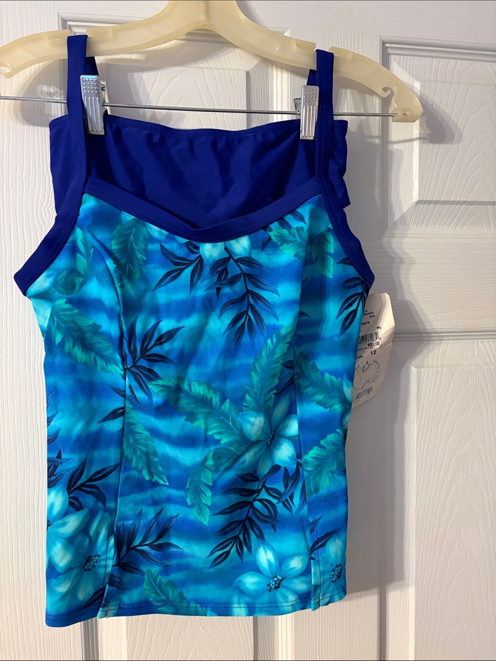 Christina Blue Tropical Floral Tankini Top